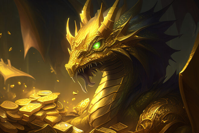 WoW Dragon laying on gold coins
